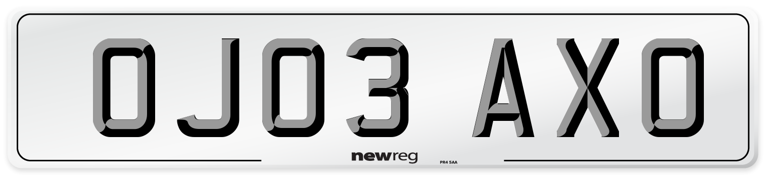 OJ03 AXO Number Plate from New Reg